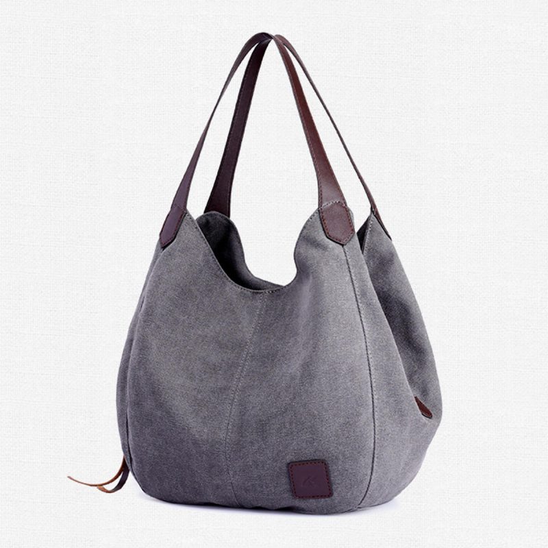 Kvinner Vintage Damer Stor Canvas Håndveske Reise Skulderveske Casual Tote