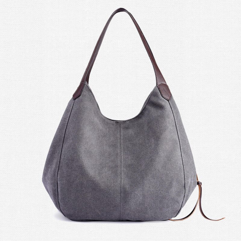Kvinner Vintage Damer Stor Canvas Håndveske Reise Skulderveske Casual Tote