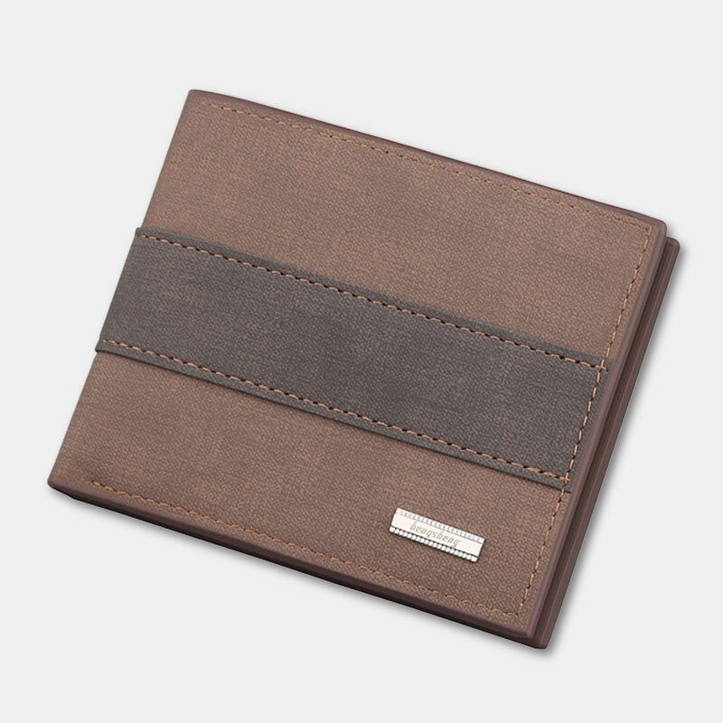 Menn Vintage Kunstskinn Multi-spor Kortveske Bifold Fargematchende Kort Lommebok Veske