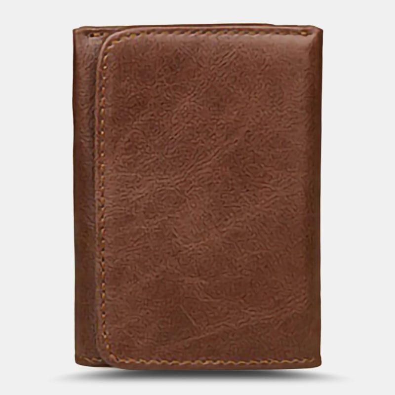 Menn Vintage Rfid Anti-magnetisk Kuskinn Lommebok Trifold Kort Multi-kort Spor Kortetui Førerkort Lommebok
