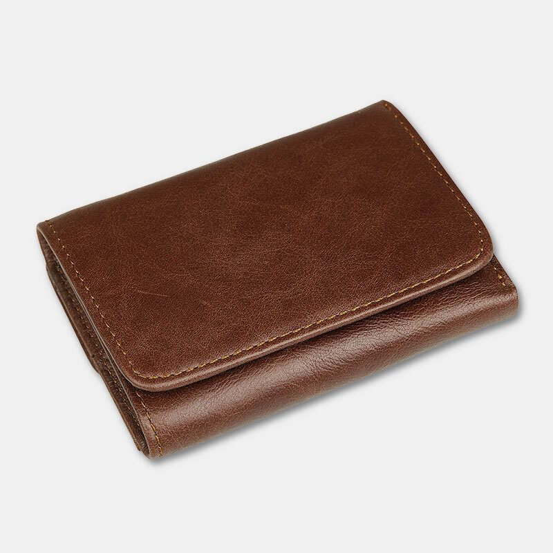Menn Vintage Rfid Anti-magnetisk Kuskinn Lommebok Trifold Kort Multi-kort Spor Kortetui Førerkort Lommebok