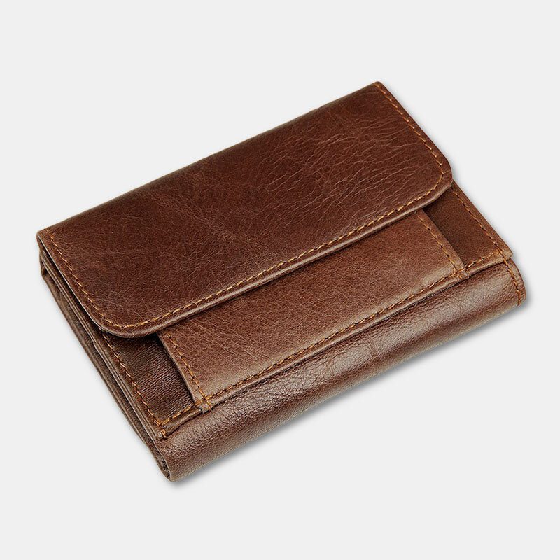 Menn Vintage Rfid Anti-magnetisk Kuskinn Lommebok Trifold Kort Multi-kort Spor Kortetui Førerkort Lommebok
