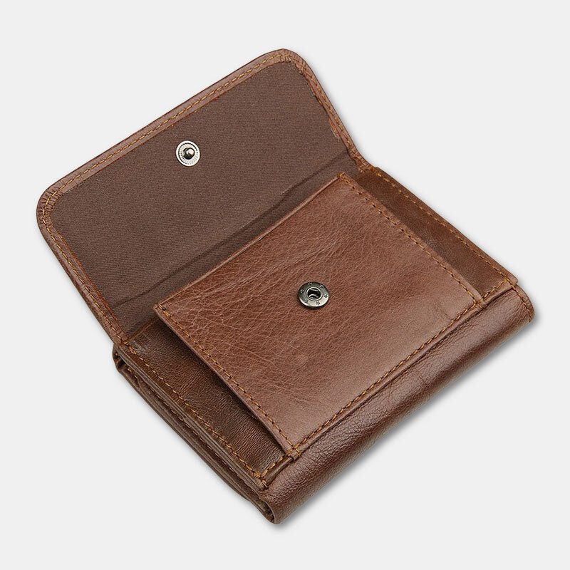 Menn Vintage Rfid Anti-magnetisk Kuskinn Lommebok Trifold Kort Multi-kort Spor Kortetui Førerkort Lommebok