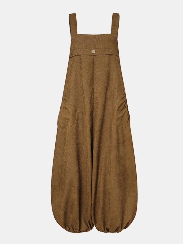Kvinner Corduroy Ermeløs Drop-skritt Lanterne Ben Vintage Jumpsuit