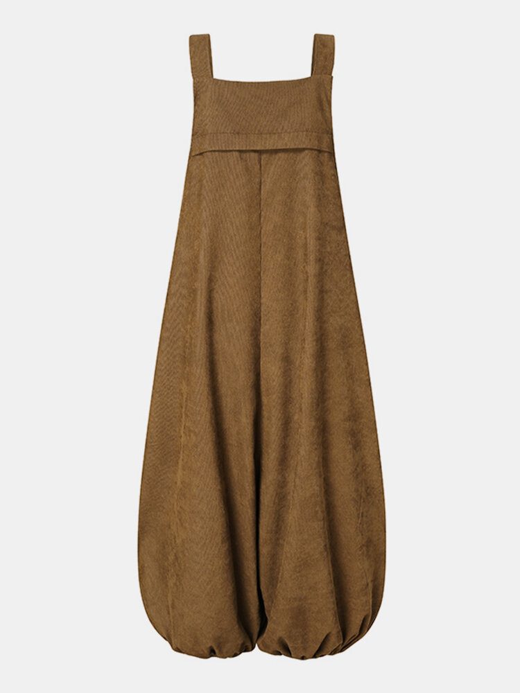 Kvinner Corduroy Ermeløs Drop-skritt Lanterne Ben Vintage Jumpsuit