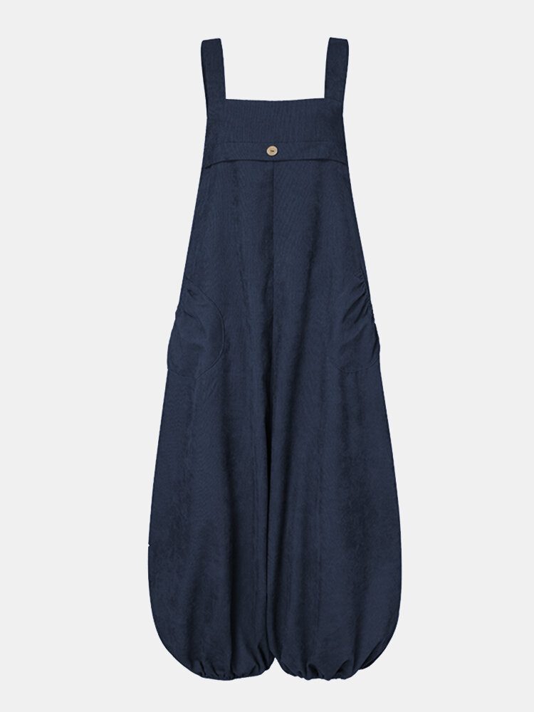 Kvinner Corduroy Ermeløs Drop-skritt Lanterne Ben Vintage Jumpsuit