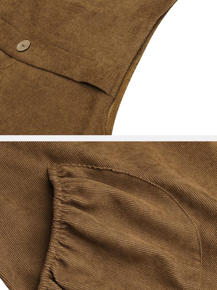 Kvinner Corduroy Ermeløs Drop-skritt Lanterne Ben Vintage Jumpsuit