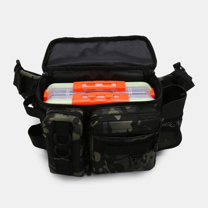 Herre Fish Vesker Multi-lommer Outdoor Tactical Vesker Crossbody Vesker Midjeveske Oxford Camo Pattern