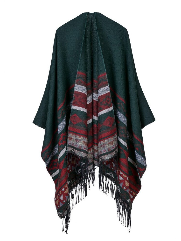 Ermeløs Geometrisk Dusk Stripet Vendbar Wrap For Kvinner
