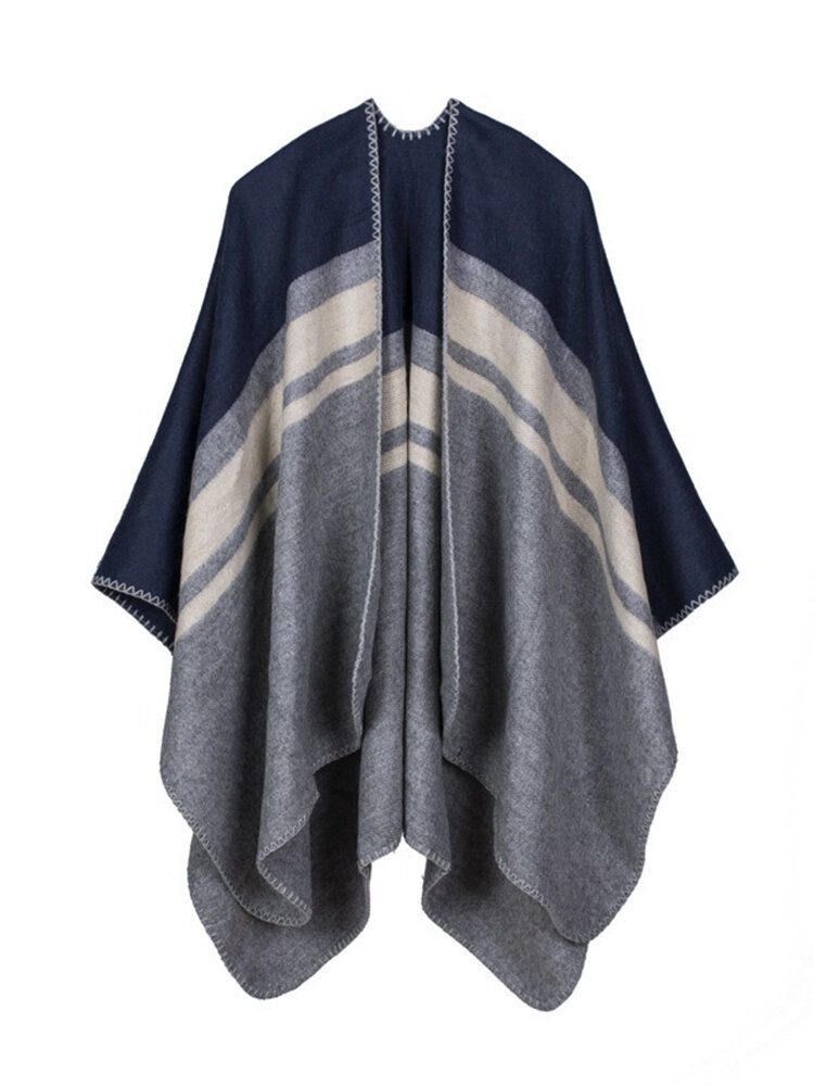 Ermeløs Geometrisk Dusk Stripet Vendbar Wrap For Kvinner