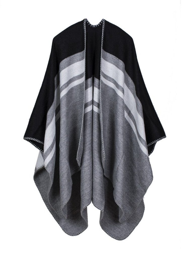 Ermeløs Geometrisk Dusk Stripet Vendbar Wrap For Kvinner
