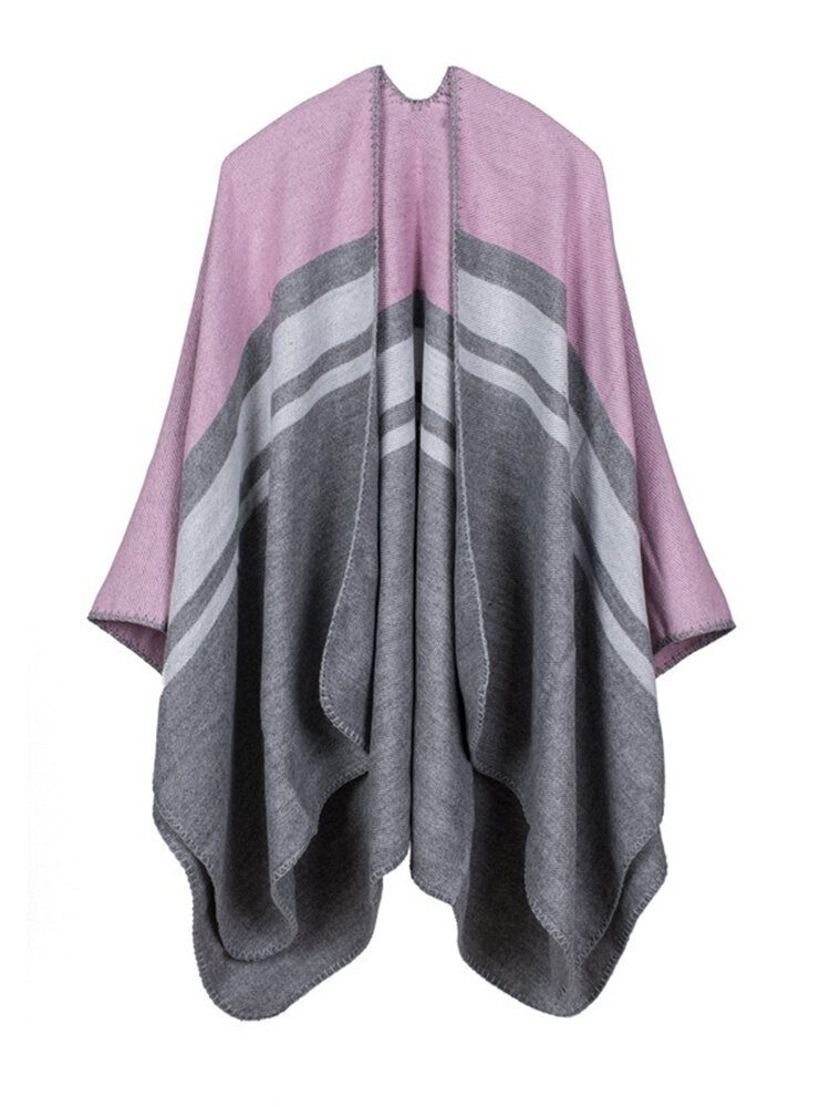 Ermeløs Geometrisk Dusk Stripet Vendbar Wrap For Kvinner