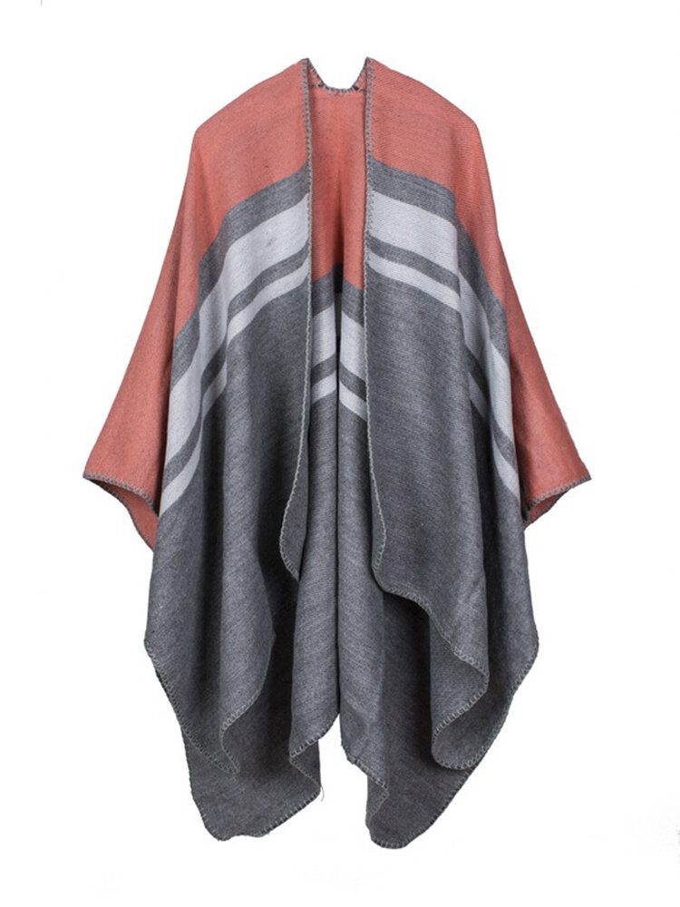 Ermeløs Geometrisk Dusk Stripet Vendbar Wrap For Kvinner