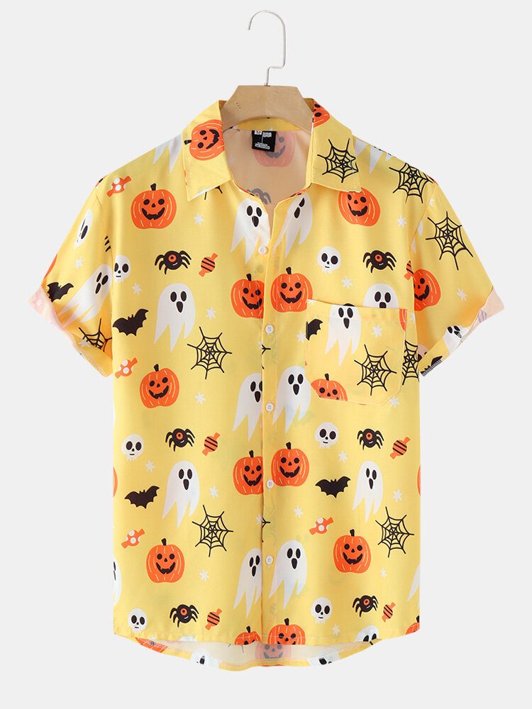 Menn Halloween Ghost Pumpkin Pattern Funny Shirt