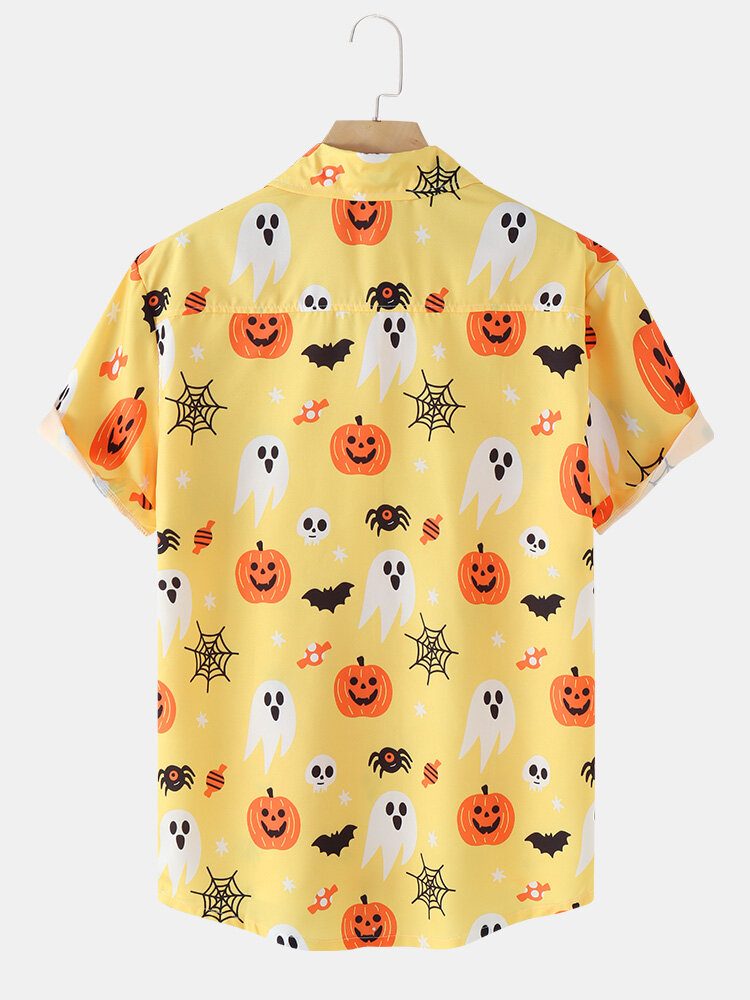 Menn Halloween Ghost Pumpkin Pattern Funny Shirt