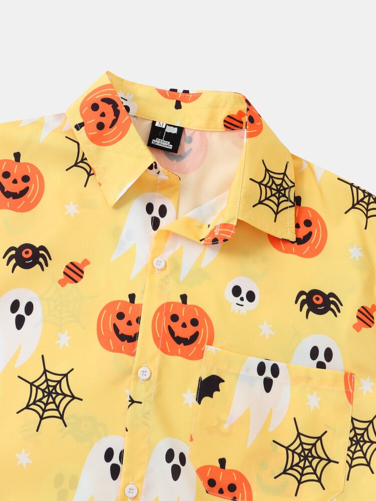 Menn Halloween Ghost Pumpkin Pattern Funny Shirt