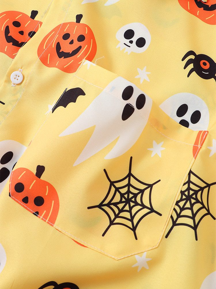 Menn Halloween Ghost Pumpkin Pattern Funny Shirt