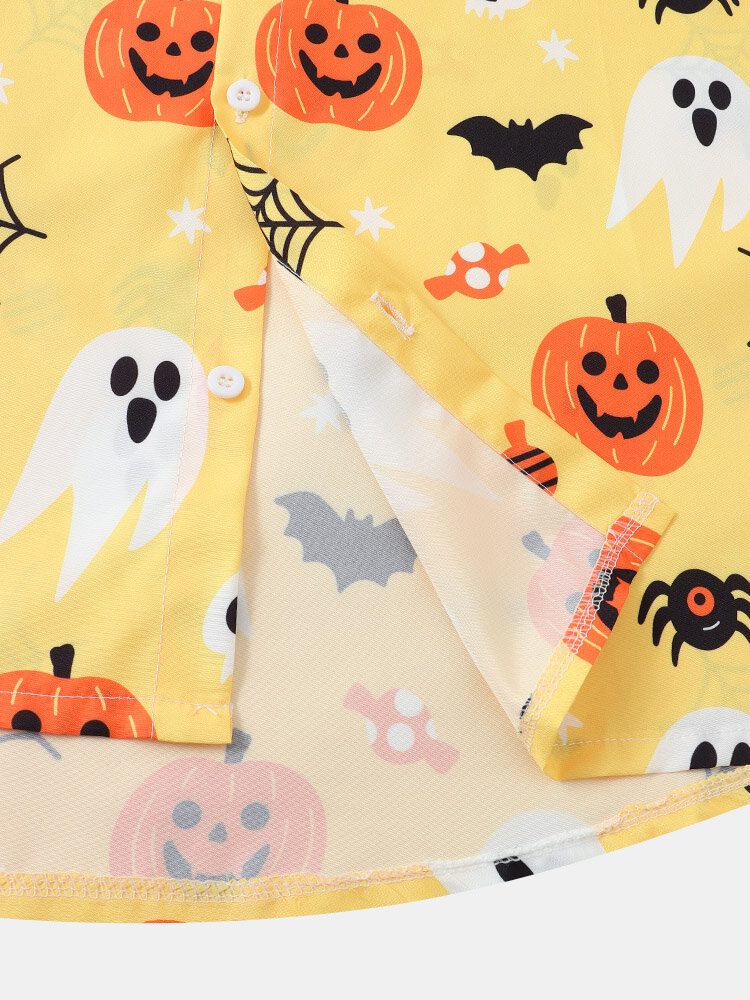 Menn Halloween Ghost Pumpkin Pattern Funny Shirt