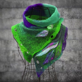 Vintage Color-block Leaf Boas Skjerf For Kvinner