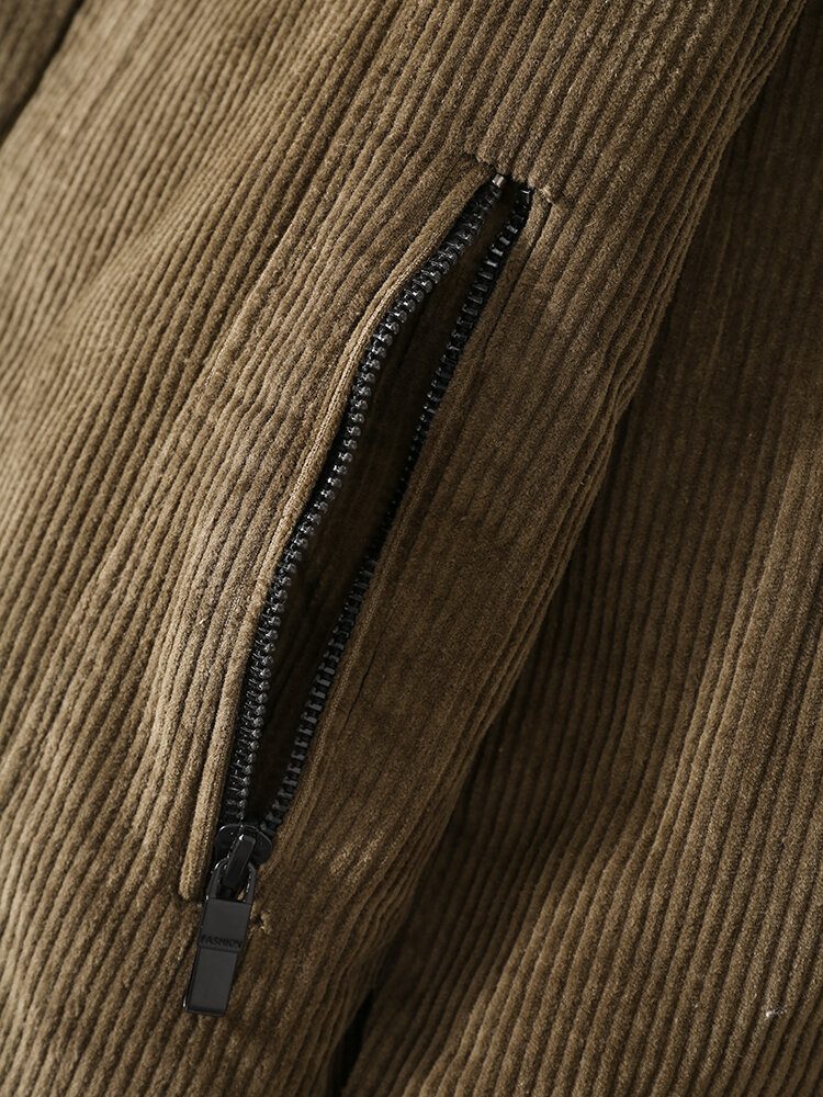 Herre Corduroy Lammeull Multilommer Tykke Varme Casual Jakker
