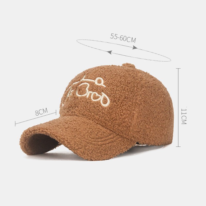 Baseballcaps For Menn Teddy Fløyel Kjærlighetsbrev Broderi Utendørs All-match Varme Duck Tongue Cap Dame