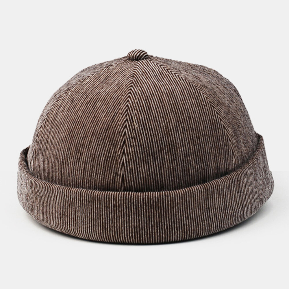 Menn Corduroy Crimping Solid Farge Justerbar Solbeskyttelse Varme Lue Utleier Cap Skull Cap
