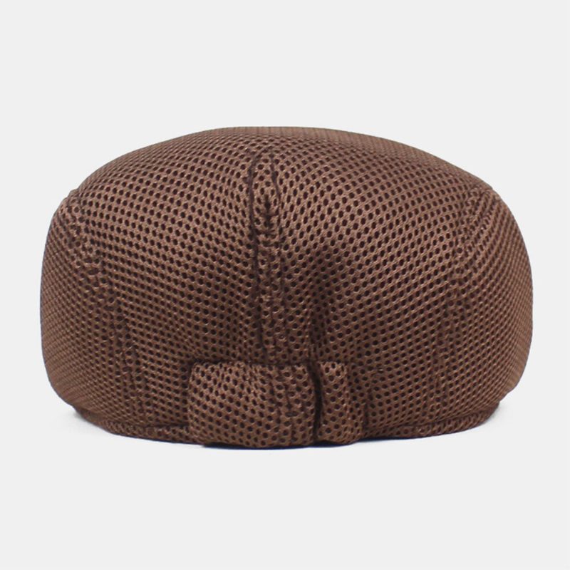 Menn Newsboy Cap Polyester Mesh Klut Ensfarget Elastisk Justerbar Utendørs Pustende Solskjerm Forward Hatter Beret Flate Cap